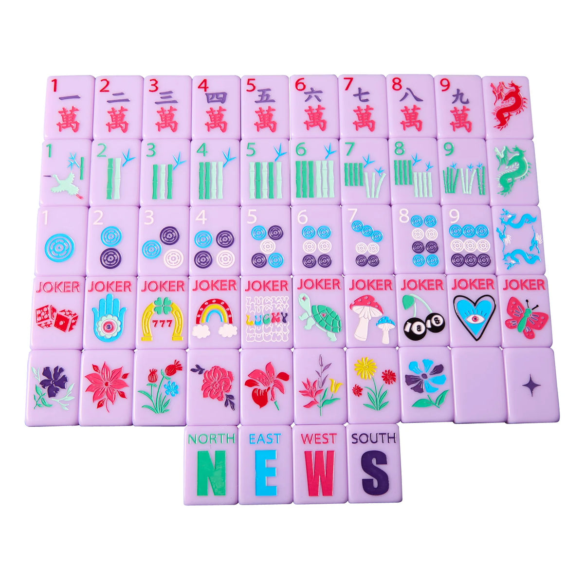 Bespoke Mahjong - Lucky Charms Tiles in French Lavender