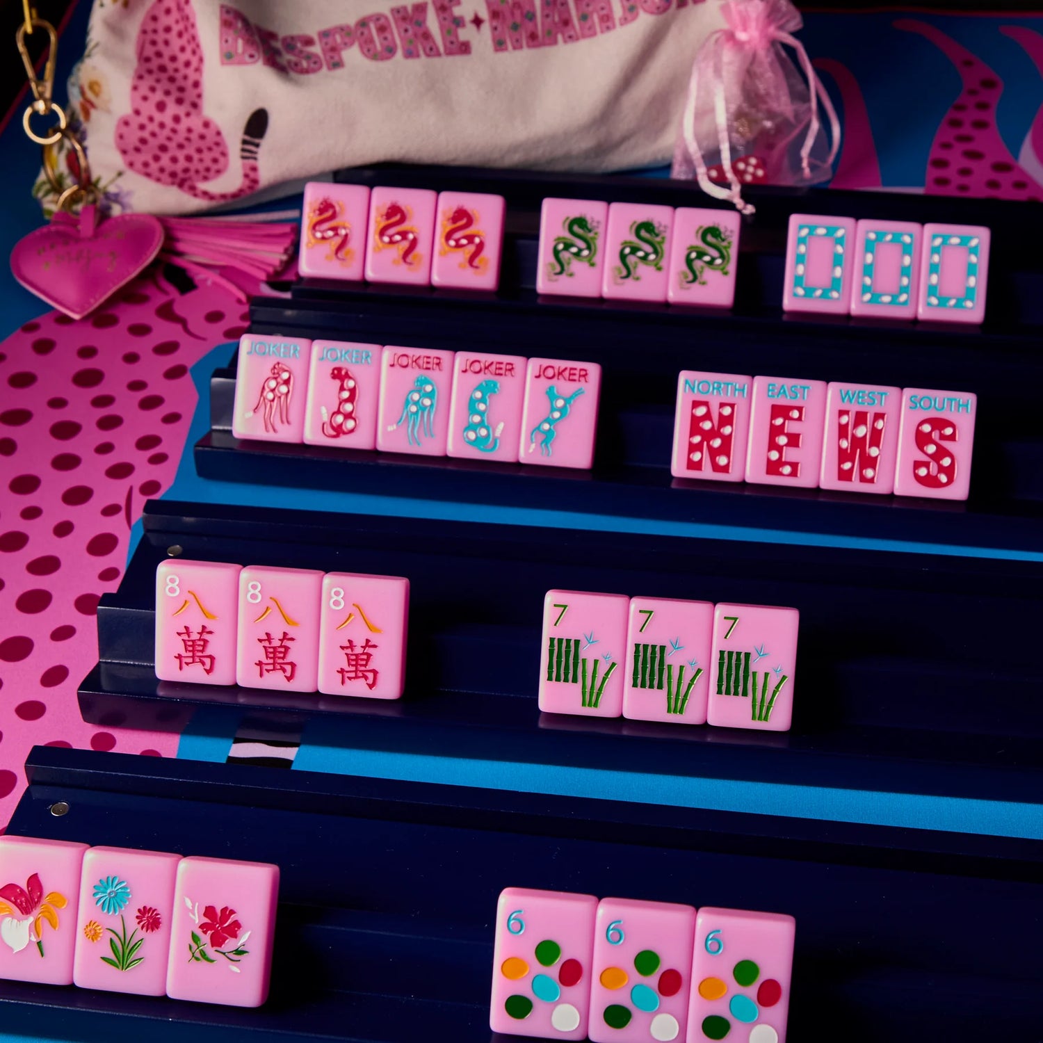 Bespoke Mahjong - Springtime Safari Tiles in Petal Pink