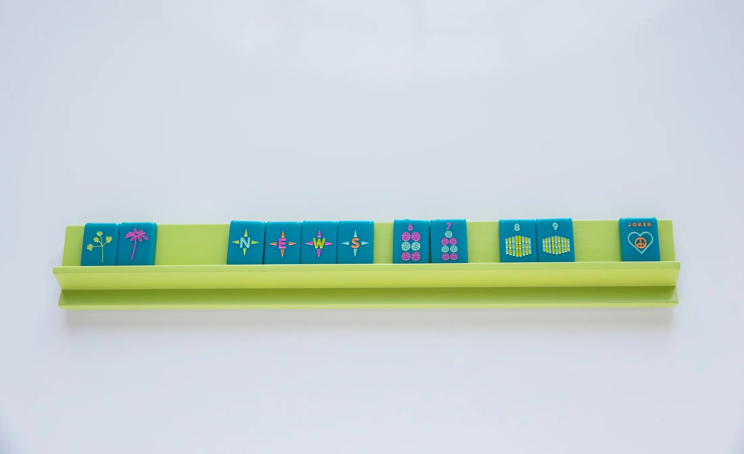 Peace Love Mahjong - Wood Racks and Pushers - Chartreuse