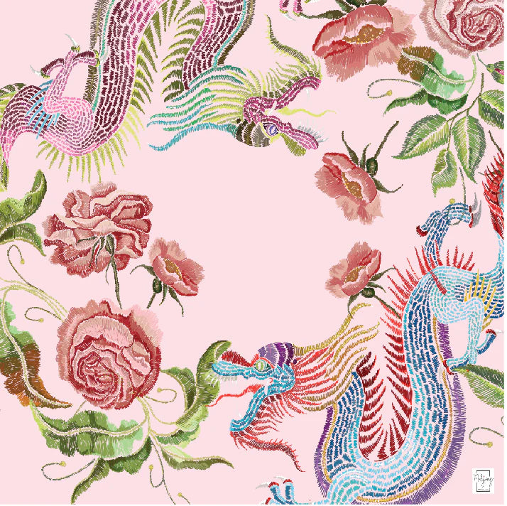 Bespoke Mahjong - Year of the Dragon Mat in Pink Blush