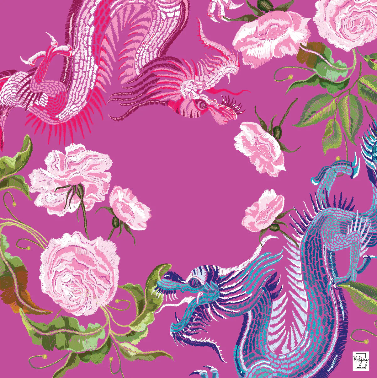 Bespoke Mahjong - Year of the Dragon Mat in Raspberry Sorbet