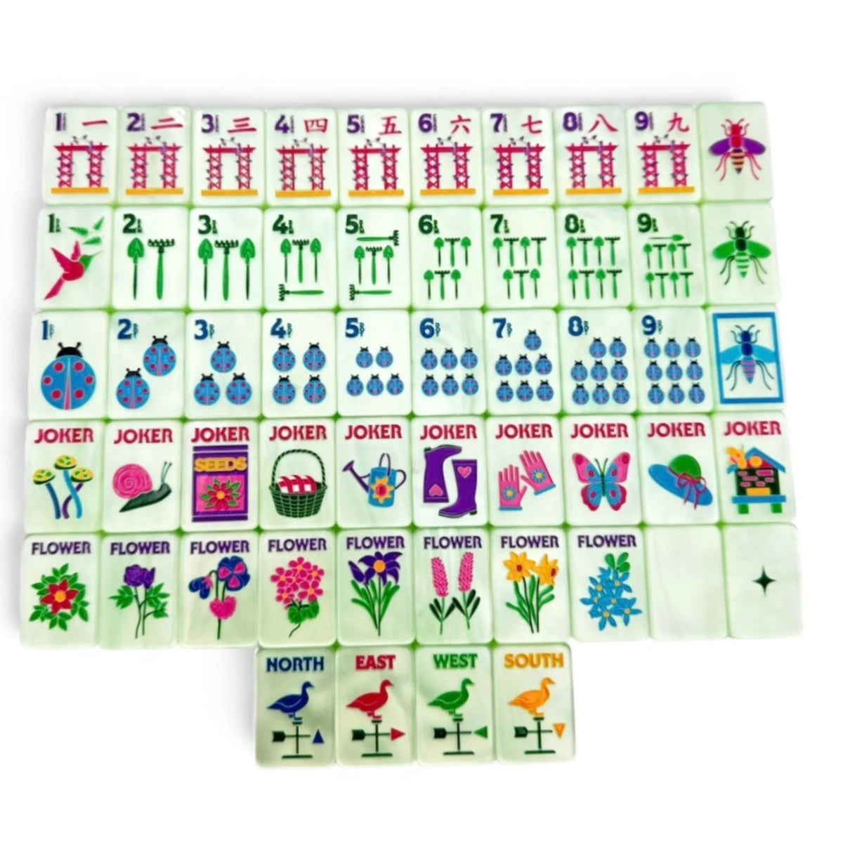 Bespoke Mahjong - Garden Glow Tiles in Matcha Pearl