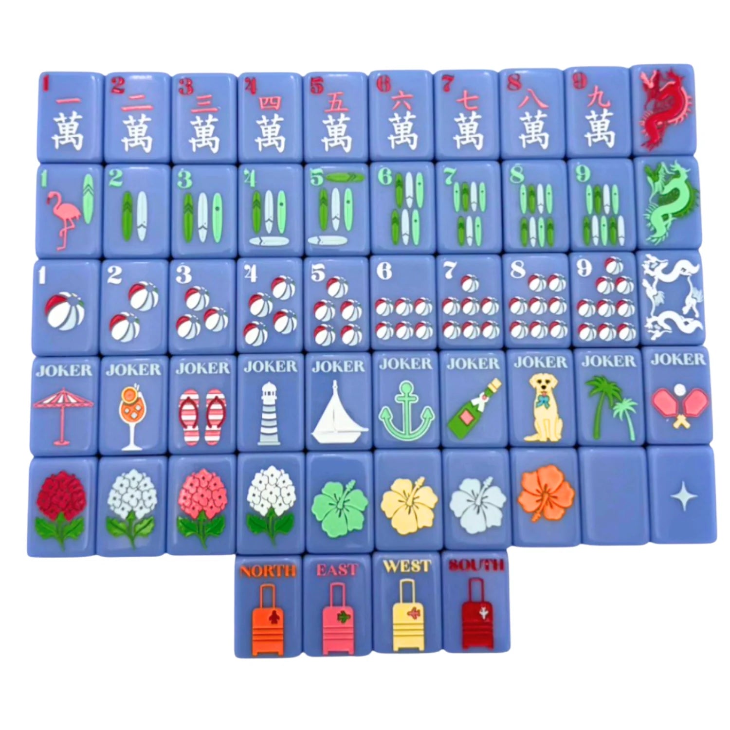 Bespoke Mahjong x Gray Malin - Beach Club Tiles in Cabana Blue